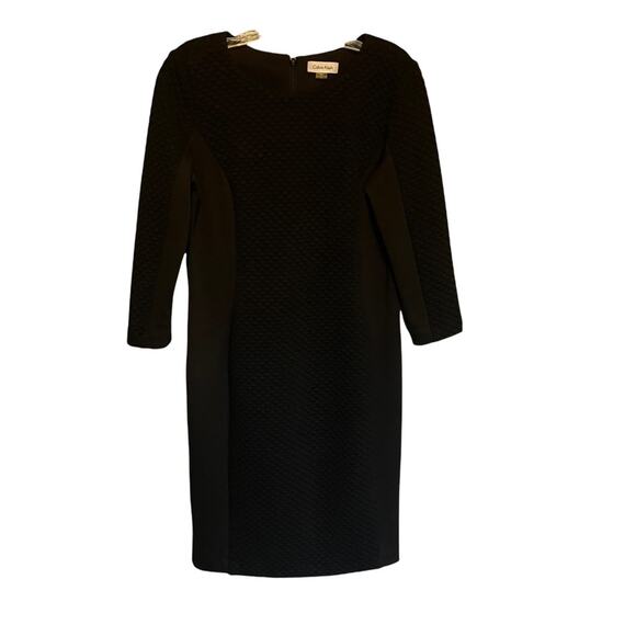 Calvin Klein Black Quilted Panel Stretch Knit Shift Dress Size 6 - Picture 1 of 9